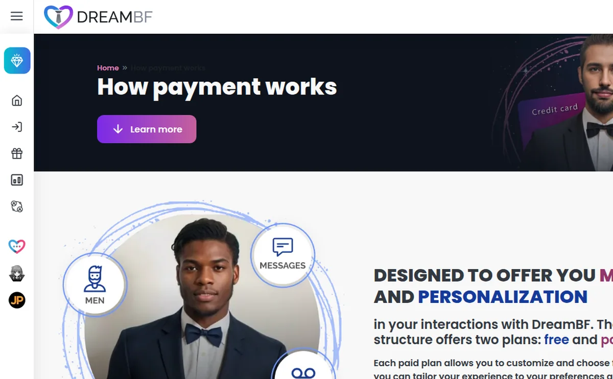 DreamBF payment and companion interface