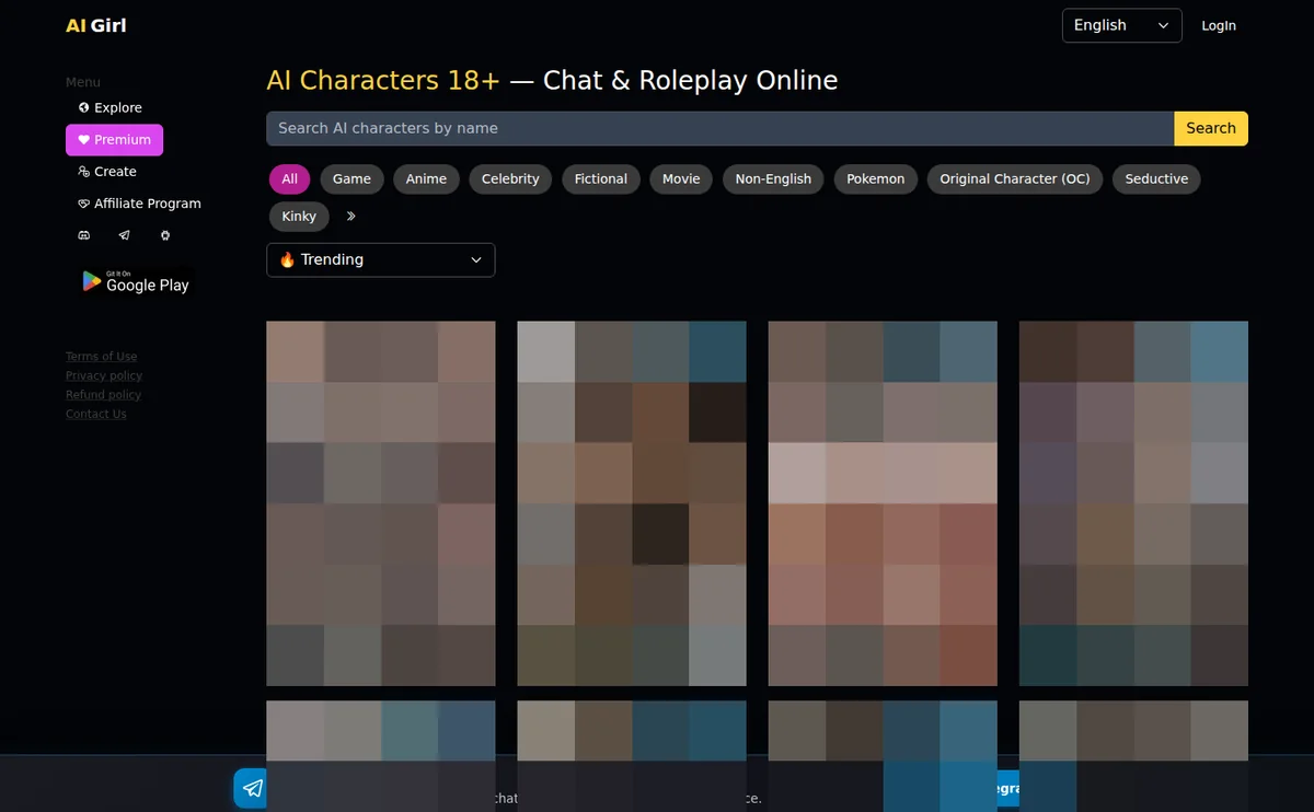 AI Girl character interface